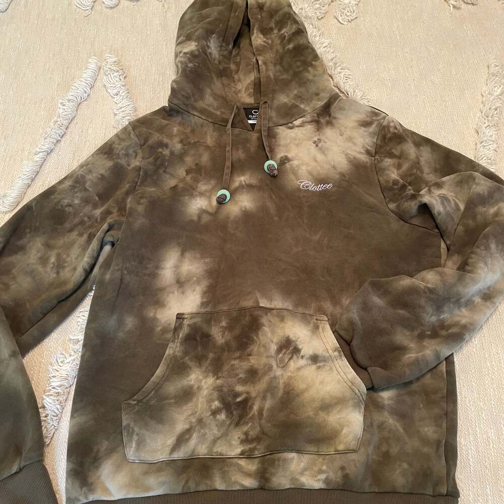 CLOTTEE Script Tie Dye Hoodie Green Jade Street Wear SzL